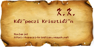 Köpeczi Krisztián névjegykártya